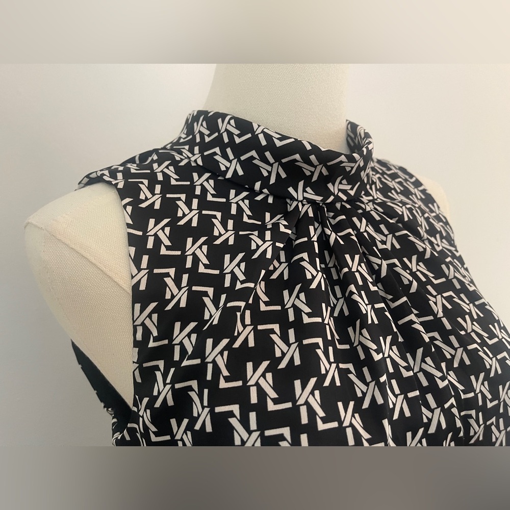 KARL LAGERFELD Paris Women's Black White Sleeveless High-Low Maxi Dress Size 4 - Picture 10 of 15